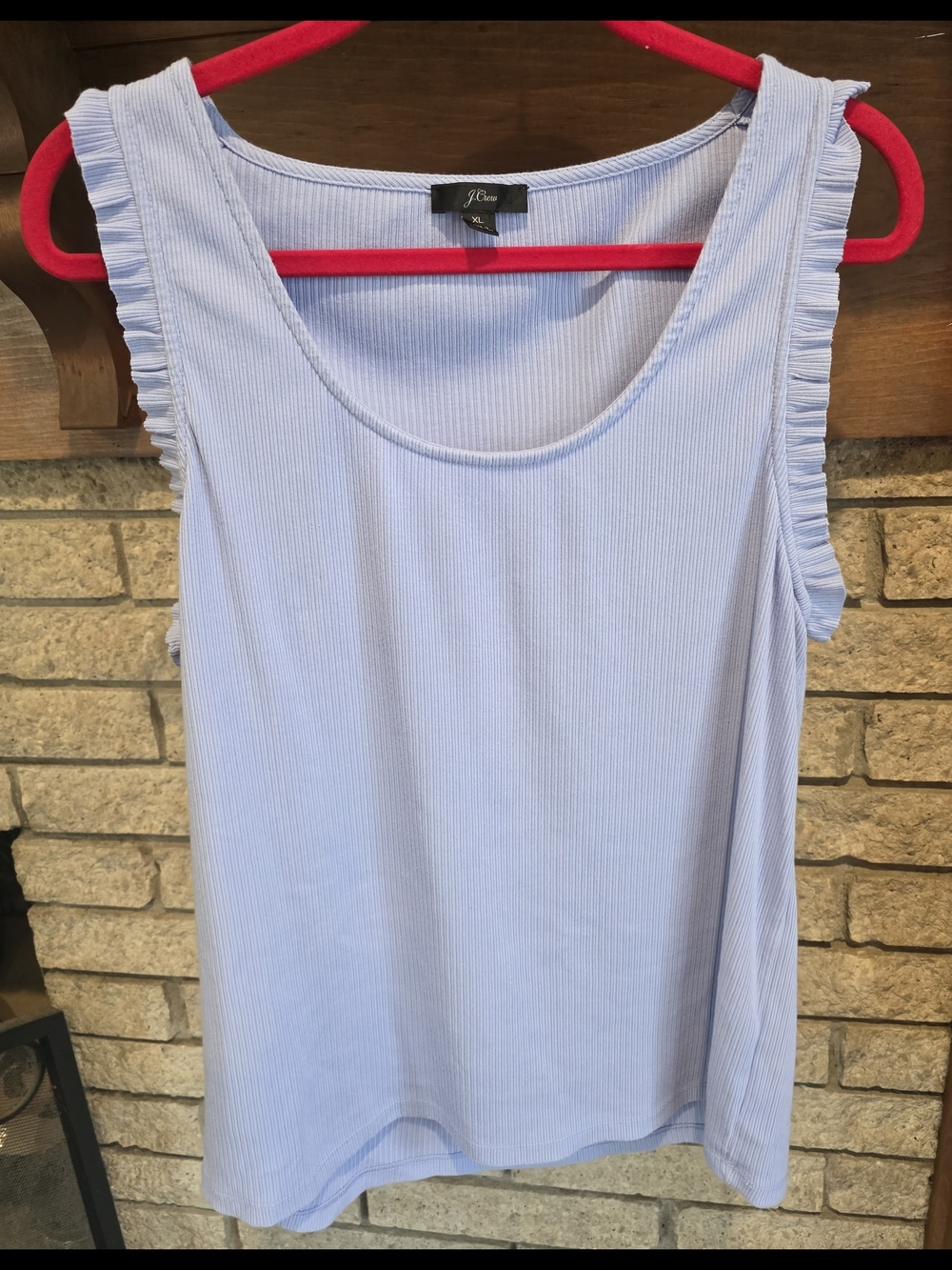 J. Crew Pale Blue Ruffled-Sleeve Ribbed Tank - Picture 2 of 6
